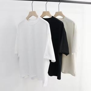 T-shirt à manches courtes à la mode de haute qualité 100% coton Boxy surdimensionné couleur unie LOGO personnalisé impression sport mode décontracté - Product Image 1