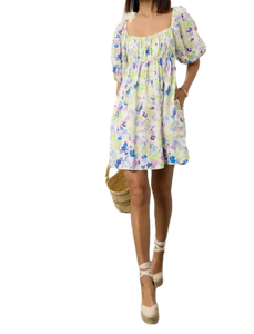 Fournisseur indien propose une robe à motif floral bleu-vert, tissu respirant, idéal pour les sorties décontractées d'été, les pique-niques, les promenades, l'exportation - Product Image 3