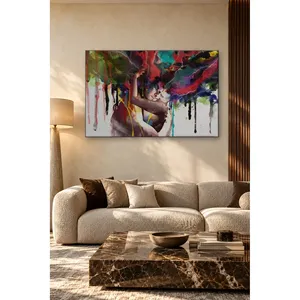 Impression sur toile de couple Fida s'embrassant dans des couleurs fluides - Product Image 2