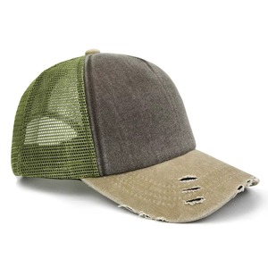 Gorra de béisbol para hombre, gorra de béisbol deportiva de algodón desteñido, con malla de 5 paneles, de dos tonos, disponible a los mejores precios - Product Image 3