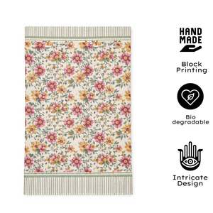 Serviettes de toilette en coton gaufré artisanal de Jaipur, imprimées de motifs floraux, qualité export, super douces, séchage rapide, absorption rapide, de qualité supérieure. - Product Image 2