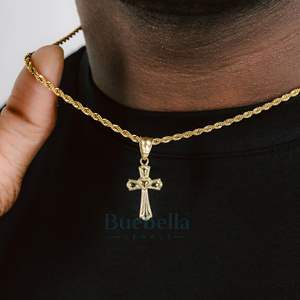 Collar con colgante de corazón cruzado de moissanita de moda para hombre, cadena chapada en oro de 18 quilates de plata 925, collares de regalo de joyería de moda - Product Image 3