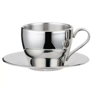 INDIAN 304 Stainless Steel <b>Saucer</b> <b>Set</b> Double Layer Insulated Milk Coffee <b>Cup</b> Afternoon <b>Tea</b> <b>Cup</b> Office <b>Tea</b> <b>Cup</b> - Product Image 3