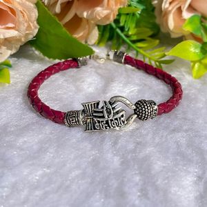 Pulsera de cordón de cuero hecha a mano, cuentas de cristal elásticas ajustables, joyería de curación cristiana Vintage inspirada en Mahakaal para mujer - Product Image 2