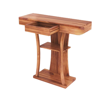 Table console moderne en bois massif avec étagères à tiroirs à pieds incurvés pour le rangement de la maison à manger-pour meubles de salon d'appartement de villa - Product Image 1