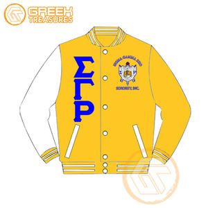 Chaqueta universitaria bordada de satén Sigma Gamma Rho personalizada, chaquetas de mujer de ropa griega transpirable de alta calidad para hermandad - Product Image 6