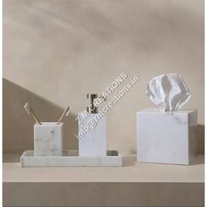 Logo personnalisé marbre cinq pièces moderne de haute qualité ensemble de salle de bain facile portable accessoires organisateur facile à nettoyer décoratif - Product Image 2