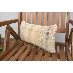 Almohada de lana Kilim Beige de 8x16 pulgadas, almohada de lujo con acento con patrón Floral Vintage, técnica tejida, portátil para ropa de cama de sofá - Product Image 3