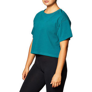 Tops de sport en coton pour femmes avec logo personnalisé, manches courtes, chemises de yoga, vêtements de sport décontractés, tops de course surdimensionnés - Product Image 1