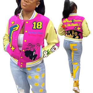 Proveedor directo de fábrica Chaquetas universitarias para mujer Chaquetas de béisbol recortadas de invierno Logo Precio competitivo chaqueta universitaria para mujer - Product Image 4