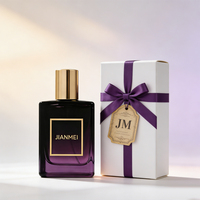 Flacon de parfum en verre carré ambré, flacon de parfum en verre vide noir, flacon de parfum de luxe de 50 ml avec boîte