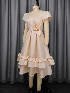 ADR060273 <span class=keywords><strong>Robe</strong></span> <span class=keywords><strong>de</strong></span> <span class=keywords><strong>cocktail</strong></span> pour jeune fille à manches courtes et volants, style été, avec fleur - Product Image 5