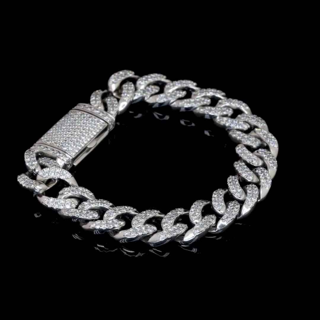 hpht diamond gold bracelet cuban