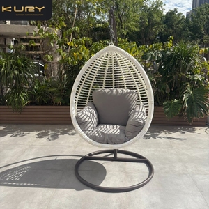 Sedia sospesa in rattan con struttura in ferro, nuova OEM, a forma di uovo, per esterni, giardino, patio, altalena, sedia a dondolo - Product Image 1