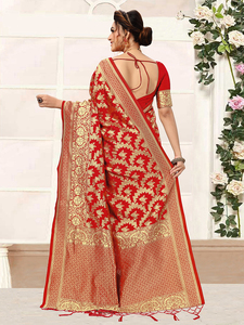 Trendmalls Banarasi Sari de seda para mujer con pieza de blusa sin costuras () Ropa DE BODA informal Ropa india y pakistaní - Product Image 2