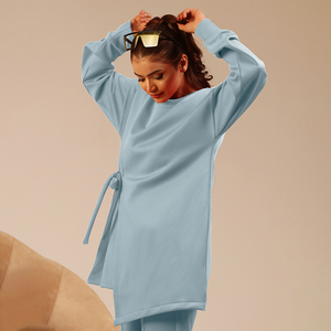 Tunique longue décontractée pour femme, style islamique, coupe ample, toucher doux, avec liens latéraux, idéale pour le quotidien – Vente en gros - Product Image 3