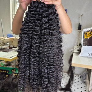 Wholesale Price Double Machine Weft Human Hair Extensions Raw Vietnamese Burmese <b>Curly</b> <b>Bundles</b> Super Double Drawn Hair Ends - Product Image 1