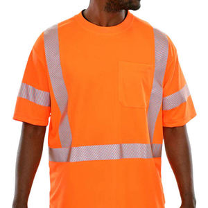 เสื้อยืดนิรภัยสีส้มสะท้อนแสง ANSI Class 2 กันน้ำ ออกแบบสะท้อนแสง รับสกรีนโลโก้ ใส่สบาย เหมาะสำหรับงานก่อสร้าง - Product Image 3