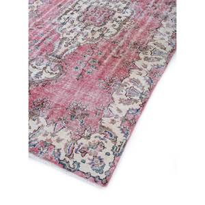 Alfombra de Lana Anudada a Mano de Estilo Vintage, Diseño Rectangular Abstracto con Medallón Rosa y Morado para Sala de Estar o Pasillo, Pae-2199 - Product Image 2