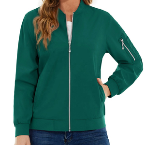 Chaqueta Bomber de Lona Personalizada para Mujer, de Alta Calidad, Impermeable, de Secado Rápido, Transpirable, Cortavientos, con Cierre de Cremallera, Tinte Liso, para Otoño - Product Image 3