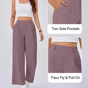 Best Material Made Breathable <b>Trousers</b> Hot Selling OEM Women's Casual <b>Trousers</b> Custom Color and Logo 2025 Summer New - Product Image 4