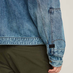 แจ็กเก็ตยีนส์แฟชั่นสำหรับผู้ชาย, แจ็กเก็ตยีนส์สีน้ำเงินสไตล์สตรีทแวร์เสื้อโค้ทฤดูใบไม้ผลิฤดูใบไม้ร่วงโลโก้ตามสั่งได้ - Product Image 5