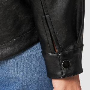 Chaqueta Camisa de Mujer con Botones, de Cuero Sintético, Ligera, Estilo Shacket, Blusa de Manga Larga, Abrigo Moderno e Informal para Otoño y Primavera - Product Image 5