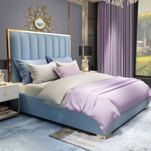 TH-H8267 Luxury Modern Leather Bed with High Headboard for Bedroom Home Furniture Storage Extendable Feature for Kitchen Use - Product Image 2