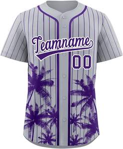 Sublimación Jersey de béisbol Personalizado Softball Botón Up Uniforme Bordado Tackle Sarga Nombre del equipo Número Secado rápido Transpirable - Product Image 6