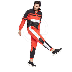 Survêtement deux pièces en nylon pour hommes avec pantalon à taille élastique et veste à fermeture éclair complète Survêtement en nylon imperméable pour hommes - Product Image 2