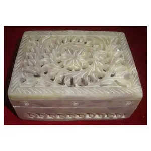 Pure Soapstone Carving Flower Design For Ring & Earring Gifts Decoration For Home Office And Corporate Carving Boxes In Low Cost