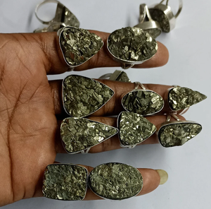 Meilleure qualité, bague en Pyrite naturelle Offre Spéciale en vrac, bague en argent brut, pierre précieuse authentique pour la fabrication de bijoux - Product Image 5
