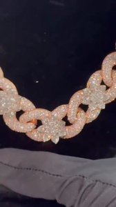 925 Silver <b>Iced</b> <b>Out</b> Floral Cuban Link Necklace Moissanite Diamond Look Hip Hop Luxury Statement Jewelry - Product Image 3