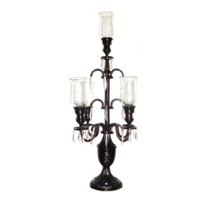 Candélabres argentés à 9 bras avec gouttes de cristaux, candélabres faits à la main en métal nickelé fabriqués manuellement - Product Image 6