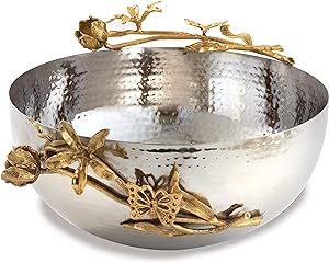 Frutal de Metal moderno, cuenco de plata martillada con trabajo elegante, forma redonda, cuenco para servir con soporte de Metal dorado, decoración moderna de Metal para el hogar - Product Image 2