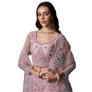 Superbe chemisier traditionnel indien pakistanais Dupatta maçonnerie lourde belle broderie de cordon fête de saison de mariage Lehenga - Product Image 1