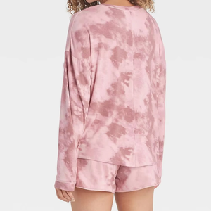 2025 femmes été ensemble court casual à manches longues surdimensionné t-shirt ensemble confortable coton deux pièces t-shirts et pantalons courts ensemble shorts - Product Image 6