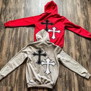 Customized Embroidered Patch Logo High Quality French Terry Thick Cotton Hoodies Oversized Vintage Acid Wash <b>Zip</b> <b>up</b> Men <b>Hoodie</b> - Product Image 4