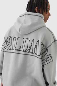 Sweats à capuche d'hiver à coupe régulière avec surpiqûres contrastées, streetwear unisexe élégant, broderie personnalisée, tissu en molleton 100% coton - Product Image 3