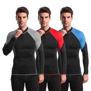 เสื้อรัดรูปแขนเต็มสำหรับผู้ชายชุดว่ายน้ำเสื้อแรชการ์ด BJJ rashguard ผ้าตาข่ายด้านข้างออกแบบโลโก้ได้ตามต้องการไม่มีจีไอสำหรับวิ่ง - Product Image 1