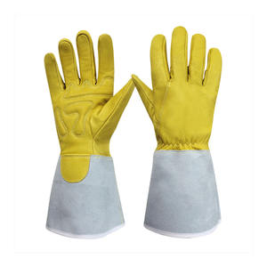 Gants de soudage TIG en cuir de vache fendu en grain de chèvre Protection réfléchissante des mains pour la construction Gants de sécurité pour main bras - Product Image 1