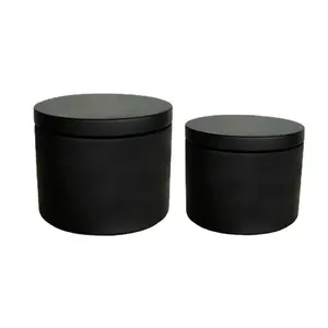Wholesale 4oz 8oz Empty Round Seamless Matte Black Candle Tins Metal Packing Tin Container With Lids Tin Boxes