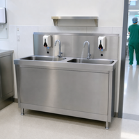 Wastafel Cuci Tangan Otomatis Sensor Stainless Steel SUS304 Dua Stasiun 1500x600x900mm