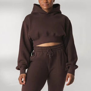 เสื้อครอปสตรีทแวร์แขนยาวเสื้อครอปแบบสปอร์ตเสื้อสเวตเตอร์คอกลมทรงโอเวอร์ไซส์แบบกำหนดเอง - Product Image 5