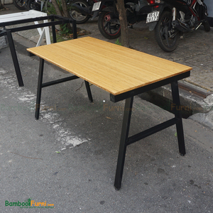 <b>Foldable</b> Bamboo <b>Desk</b> with Simple Design-140x70cm Metal Legs Adjustable Height - Product Image 3