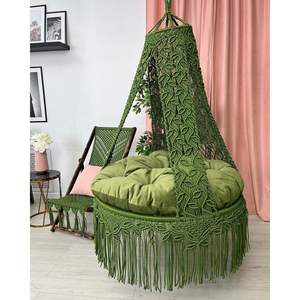 Silla Colgante Redonda de Macramé, Silla Tipo Huevo para Interiores y Exteriores, Mueble Colgante para Sala de Estar, Material PE - Product Image 3