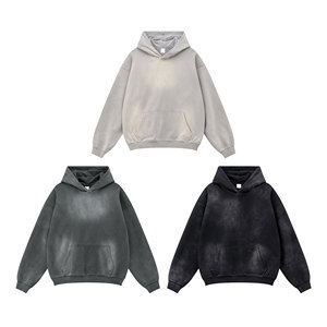 Sweat à capuche personnalisé haute rue 370GSM pour hommes singe lavé sweat à capuche éponge française Vintage lavage sweat à capuche surdimensionné pour hommes livraison DDP - Product Image 2