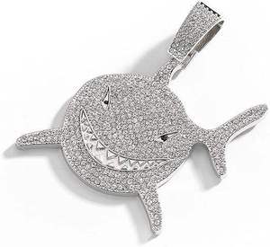 Hip Hop colgante VVS Moissanite corte redondo diamante oro blanco hielo fuera joyería colgante 925 plata esterlina - Product Image 1