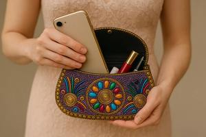 Pochette élégante en mosaïque de pierre de qualité supérieure pour occasions festives – Sac à main bohème chic au design unique - Product Image 4