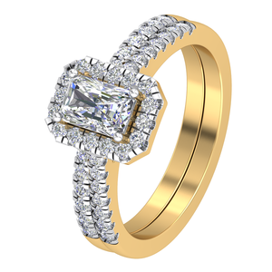 Alliance de mariage en or massif 10 carats pour femme, 1,66 carats, clarté VS, diamant de laboratoire de qualité EF, taille Radiant, certifié IGI, luxe, fiançailles - Product Image 1